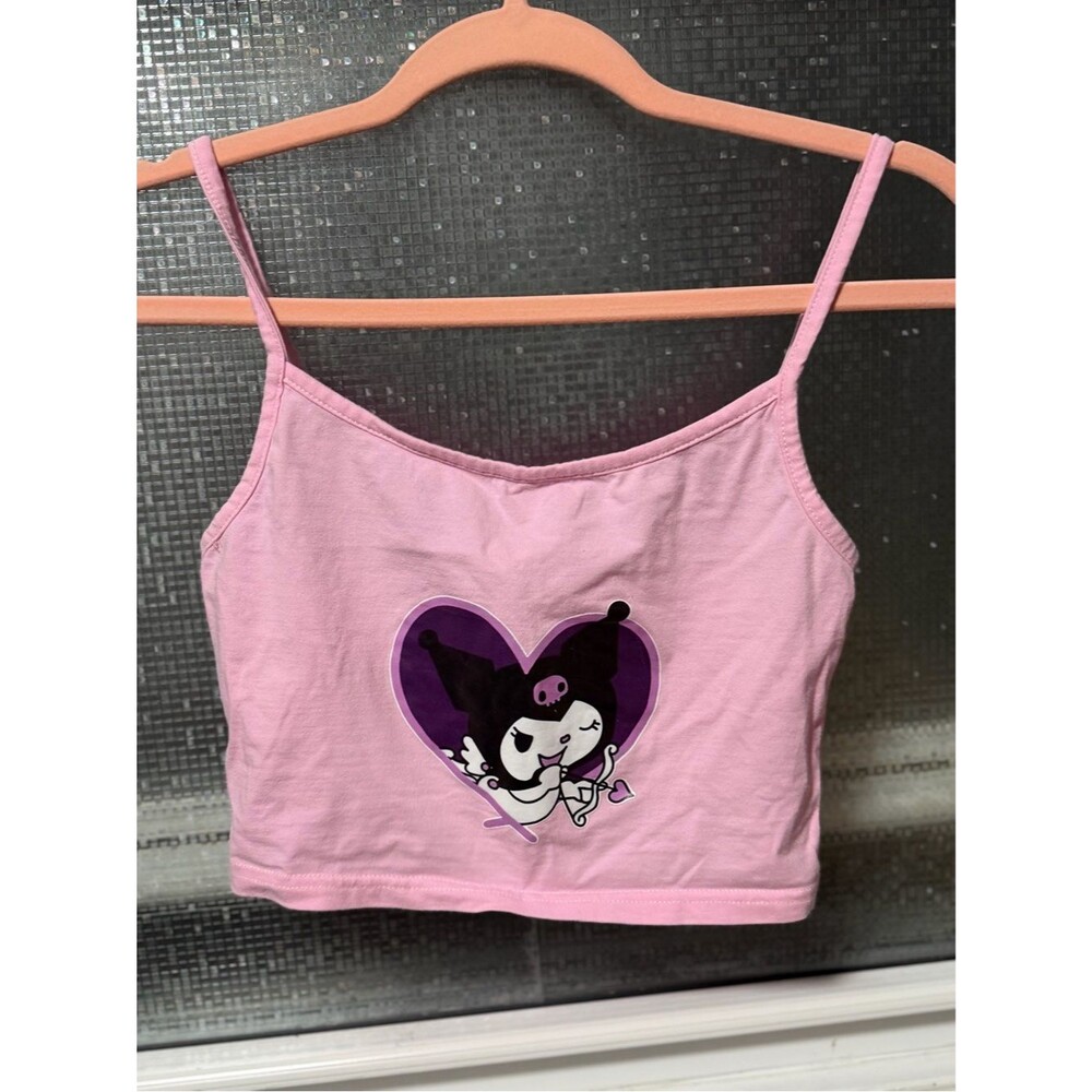 Pink Kuromi Spaghetti Strap Crop Tank Top
